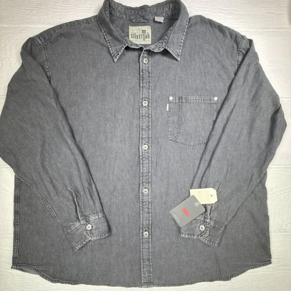 Levi’s SilverTab Oversized Denim Utility Shirt Black Wash Gray 90s Y2K NWT XL